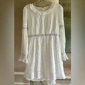 LoveShackFancy dress, white, size 6, zipper back, Eyelit and lace detail
